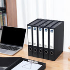 Storage File Boxes A4, 6 Pack Foldable File Box with Clip, 50mm Spine, Plastic Archives Cases with Magnetic Closure, Document File Folder Organizer Storage Filing Box for Office School, Black