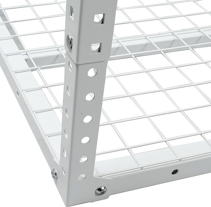 2 X 8 FT Garage Ceiling Storage Racks, Heavy Duty Overhead Garage Storages Rack with Adjustable Hight, Metal Hanging Garages Storage Rack with Support Rod, 22''- 40" Adjustable, 450 LBS (White, 2x8FT)