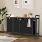 Laundry Hamper, Laundry Sorter with 4 Pull-Out Removable Oxford Fabric Bags Cloth Laundry Basket 4 x 10 Gallons (Black and Rustic Brown)