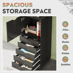 DEVAISE 5-Drawer Wood File Cabinet, Mobile Filing Cabinet with 1 Door, Wide Storage Space for Home Office, Black