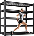 5 Tier Heavy Duty Garage Shelving, 2500LBS Adjustable Metal Storage Shelves, Boltless Industrial Shelving Unit for Garage, Basement, Warehouse, Pantry, Closet, Kitchen, 78"x 46"x 20" Black
