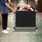 Commercial Laundry Cart with Wheels,Folding Laundry Hamper Cart,Heavy Duty Rolling Laundry Basket with Large Capacity,Laundry Sorter Trolley for Home Hotel Apartment (Black, 35.43 * 23.62 * 34.65in)
