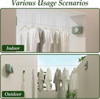 Danpoo Retractable Clothesline for Indoor/Outdoor Use - Adjustable 13.8ft Rust-Resistant Clothes Drying Line with Anti-Sag Function, Compact Design for Apartments, RV, Balcony & Laundry