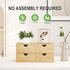 Bamboo Desk Organizer with Drawers - Small Desktop Countertop Mini Tabletop Storage Container - No Assembly Required