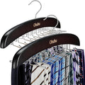 Tie Rack Hanger for Closet: Ohuhu 2 Packs 24 Folding Hooks Tie Hangers for Men Wooden Tie Holder Organizer Space Saving Necktie Storage 360 Degree Rotating Ties Belts Scarves Tank Tops-Walnut
