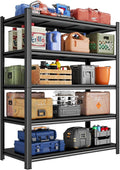 Metal Storage Shelves, 5-Tier 72" H x 45.3" W x 15.7" D Garage Shelving Unit, Heavy Duty & Adjustable, Easy Assemble Metal Rack for Pantry, Kitchen, Basement, Warehouse