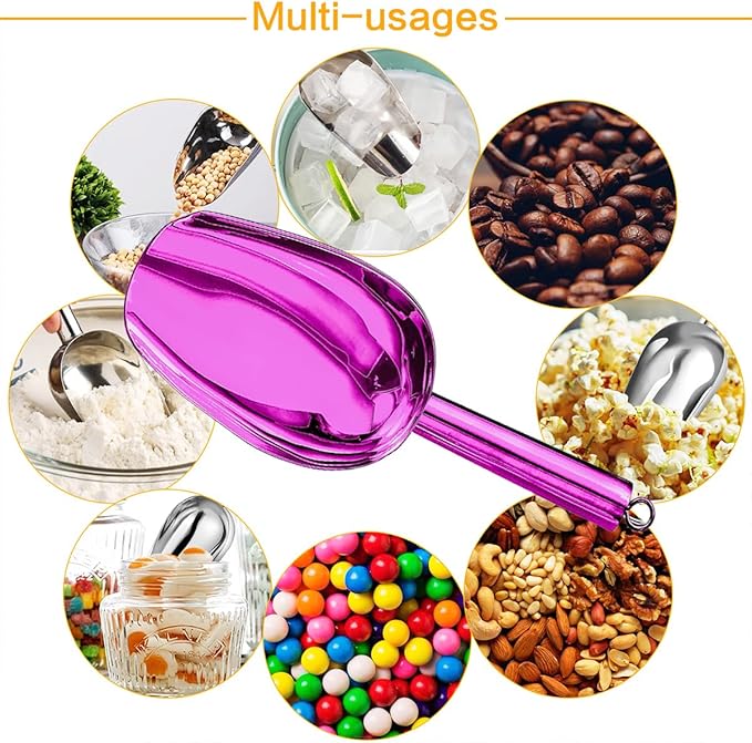 Metal Ice Scoop，Kitchen Ice Scooper for Ice Maker,Stainless Steel Small Ice Scooper for Freezer，Kitchen Gadgets Cookie Flour Pet Dog Food Scoop (purple, 3oz)