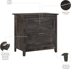 Bush Home Key West 2 Drawer Lateral File Cabinet in Dark Gray Hickory, Document Storage for Home Office, Accent Chest with Drawers