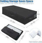Underbed Storage Containers Bin with Lids (Set of 2) Large Under Bed Storage Organizer Box with Handle, Foldable Under the Storage Bags for Organizing Clothes, Shoes, Blankets, Pillows-Black