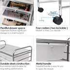 Giantex 15 Drawer Rolling Storage Cart Tools Scrapbook Paper Office School Organizer, Clear