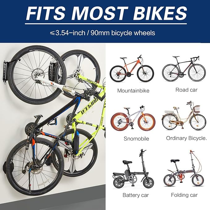 Swivel Bike Wall Mount – Garage Bike Hanger & Space-Saving Vertical Bike Rack for Garage & Apartment, Sturdy Bike Storage Hook Holds up to 66 lbs, Easy Installation & Scratch-Proof Design