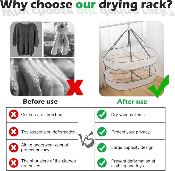 1 Tier Clothes Drying Rack Foldable, 31.5" Mesh Clothes Hanging Dryer, Space Saving Sweater Drying Rack, Laundry Rack,with Internal Fixation, for Clothes, Towels, Underwear, Indoor, Outdoor