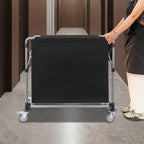 Commercial Laundry Cart with Wheels,Folding Laundry Hamper Cart,Heavy Duty Rolling Laundry Basket with Large Capacity,Laundry Sorter Trolley for Home Hotel Apartment (Black, 35.43 * 23.62 * 34.65in)