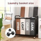 4-Compartment Laundry Cart with Lockable Wheels & Lid 180L Large Wheeled Laundry Basket Heavy-Duty Sorting Organizer for Laundry Room (Multicolor)