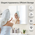 Yaheetech Bathroom Mirror Cabinet, Medicine Cabinet with 2 Frameless Mirrored Doors, Wall-Mounted Storage Cupboard with Adjustable Shelf for Living Room, Laundry Room, Mudroom