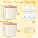 efluky 4 pack Laundry Pods Container & Dryer Sheet Holder Set,Clear Laundry Room Organization Containers with Bamboo Lids and Labels,Laundry Pods Holder for Scent Booster,Powder,Pod