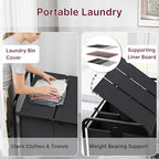 3-Compartment Laundry Cart with Lockable Wheels & Lid 180L Large Wheeled Laundry Basket Heavy-Duty Sorting Organizer for Laundry Room (Black)