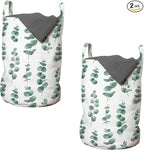 Ambesonne Eucalyptus Laundry Bag Pack of 2, Watercolor Inspired Painting of Forest Leaves and Branches Garden Art, Hamper Basket with Handles Drawstring Closure, 13" x 19", Laurel Green