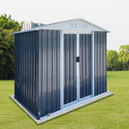 Heavy-Duty Outdoor Garden Shed with Aluminum Alloy Frame, Hinged Door, and Stable Foundation for Secure Storage (6x4 Feet Grey with Metal Base)