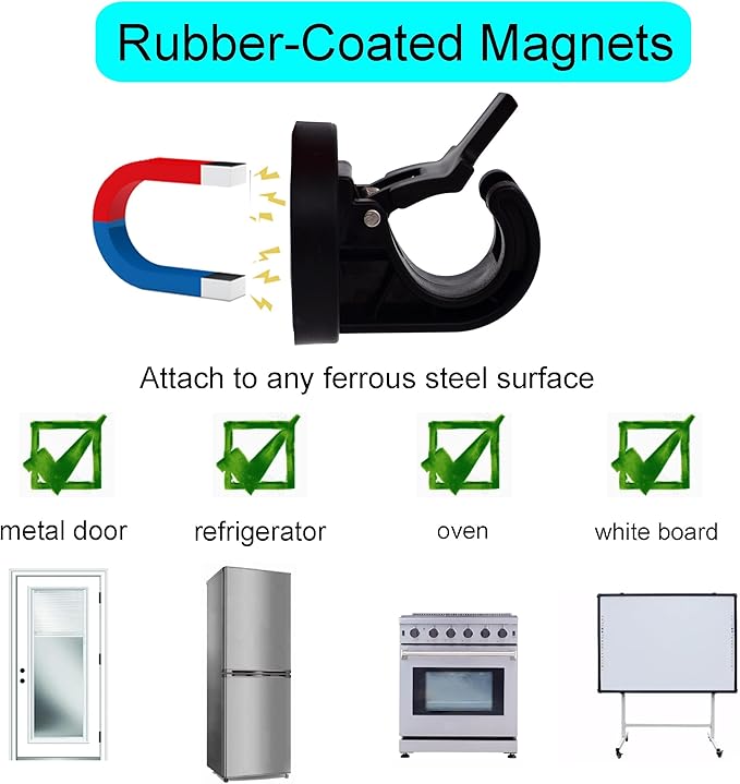 YYST Magnetic Towel Holder Towel Rack Towel Hook Hanger for Door, Refrigerator, Kitchen Stove, Oven, Dishwasher, Laundry Washing Machine- Kitten Proof (2, Black)