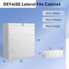 DEVAISE Metal Lateral File Cabinet with Lock, 3 Drawer Filing Cabinet for Legal/Letter/A4/F4 Size, Storage Cabinet for Home Office School, Assembly Required, 16" D x 35" W x 41" H