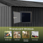 12' x 10' XL Outdoor Storage Shed, Sturdy Metal Building w/Floor and Operable Window for Garden, Backyard, Poolside and Lawn, Black