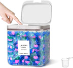 186oz/5.5L Laundry Pods Container for Room Organization, Pod Up Holder With 30 Labels and Scoop, Detergent Powder Container, Dryer Sheet Holder, 220 Pods