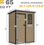DWVO 5x3ft Resin Outdoor Storage Shed with Floor, Waterproof Lockable Storage Shed with Window, Plastic Outside Tool Storage for Garden Backyard Patio Lawn