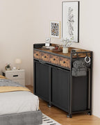 Laundry Sorter 4 Section 206L: Rolling Laundry Basket Organizer with Wheels & Shelf & Oxford Fabric Drawers - Clothes Hamper with Shelf 4 Compartment for Room Organization and Storage