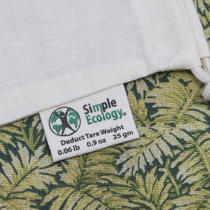 Simple Ecology Reusable Grocery Produce Shopping and Storage Bags, Organic Cotton Muslin, Medium 3 pack