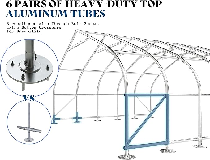 AMERLIFE 22.5 x 20 FT Enclosed Carport, Heavy Duty Garage with Waterproof Cover, UV Protection & Wind Resistant, Portable Carport for 2 Car, Boat Shelter & Farm Outdoor Storage, Silver