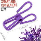 30 Pack Purple Chip Bag Clips for Food - PVC 2 Inch Coated Sealer for Sealing Food - Paper Holder, Clothesline Clip for Laundry Hanging, Kitchen Bags, Multipurpose Clothes Pins