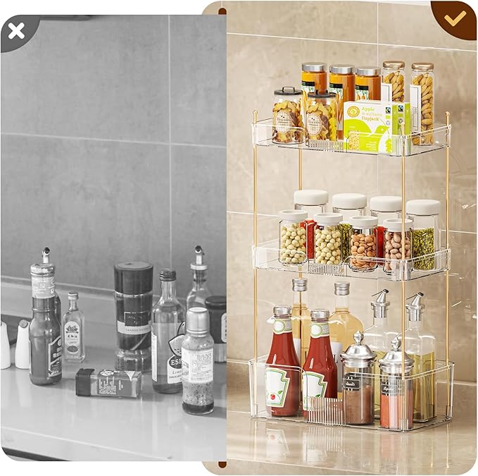 3 Tier Bathroom Organizer Countertop Makeup Perfume Tray Skincare Organizer for Bathroom Dresser Vanity (White)