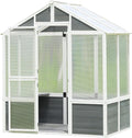 Polycarbonate Greenhouse,Outdoor Wooden Green House, Walk-in Hobby Garden Shed with Front Entry Door,for Patio Backyard Lawn,Plants, White