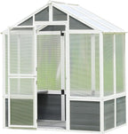 Polycarbonate Greenhouse,Outdoor Wooden Green House, Walk-in Hobby Garden Shed with Front Entry Door,for Patio Backyard Lawn,Plants, White