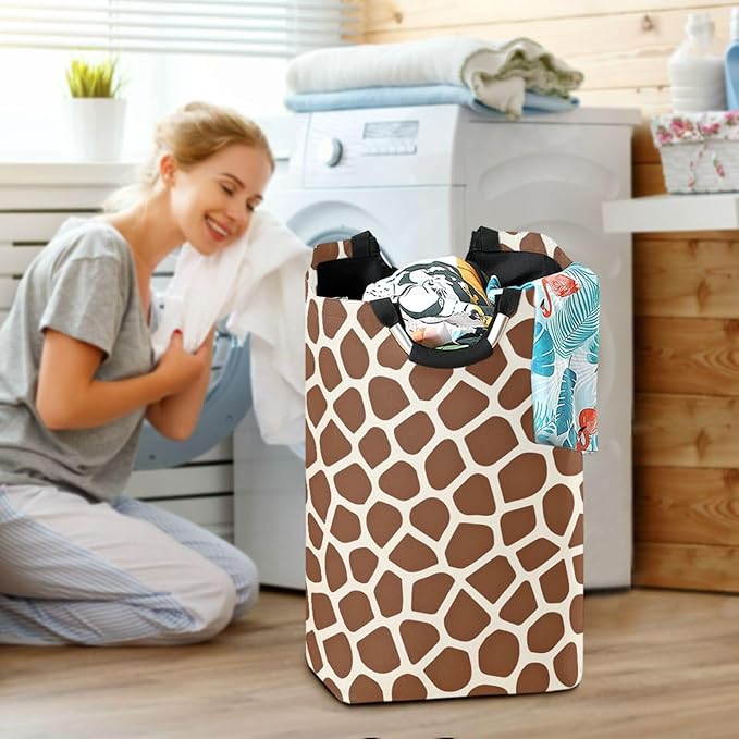 Giraffe Skin Laundry Basket for College Dorm,50L Collapsible Portable Laundry Hamper Storage Basket for Toys Clothes Organizer