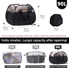 Collapsible Laundry Basket, 90L Foldable Pop Up Laundry Hamper with Reinforced Handles, Tear Proof Mesh Dirty Clothes Hamper for Laundry (Black)