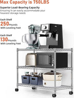 Simple Deluxe Heavy Duty 3-Shelf Shelving Unit, 24.02" D x 13.78"W x 21.97" H, 3 Tier, Chrome