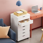 DEVAISE 7-Drawer Chest, Wood Storage Drawer File Cabinet with Wheels, White