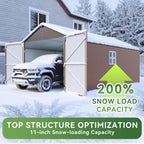 Aoxun 12x20x9.3 FT Metal Garage Shed Outdoor Large Storage Shed Carport with Double Doors,Side Door & Windows, Heavy Duty Garden Tool Shed All-Weather Outdoor Building for Vehicles & Sundries(Brown)