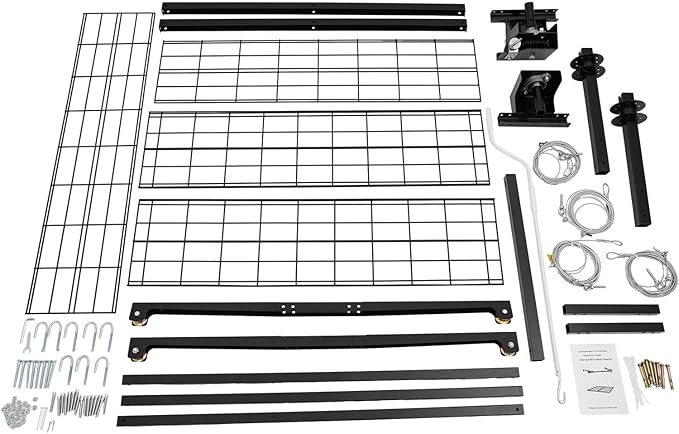 Overhead Garage Storage Rack, 4x4Ft Ceiling Storage Lift 79in Adjustable Height Garage Storage Organization Systerm, Heavy Duty Metal Garages Ceiling Storage Racks, 300lbs Load Capacity (Matte Black)