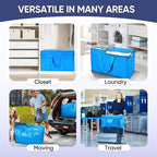 TICONN 4 Pack Extra Large Moving Bags Heavy Duty with Zippers & Carrying Handles, Durable Storage Bags Moving Boxes for Closet Organizers and Storage (4 Pack, Sky Blue)