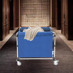 Commercial Laundry Cart with Wheels,Folding Laundry Hamper Cart,Heavy Duty Rolling Basket with Large Capacity, Sorter Trolley for Home Hotel Apartment (Blue, 34.25 * 20.47 * 30.7in)