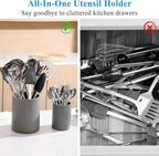 Kyraton Cooking Utensils Holder 2pcs, 360° Rotating Heavy Duty Plastic Kitchen Utensil Holder for Countertop, The Small Utensil Crock for Cutlery Silverware, Tooth Brush, Desk Pencil Pen