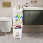 2-Tier Laundry Hamper Sorter with Wheels, Vertical Rolling Laundry Baskets Removable and Stackable, Space-Saving Cart Organizer for Dorm, Closet and Bathroom (2-Tier)