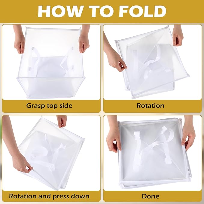Zopeal 6 Pack Popup Laundry Hamper 13 Inch Collapsible Laundry Baskets with Handles Mesh Clothes Baskets Portable Single Layer Foldable Clothes Hamper Square Bin for Washing (White,Single-layer)