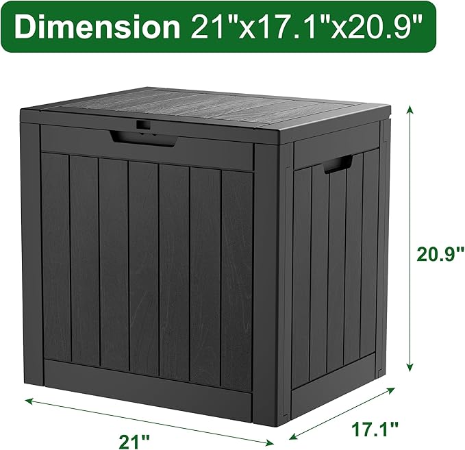 Outdoor Storage Box, Resin Deck Boxes Indoor and outdoor, Waterproof Storage Box Lockable Lid (Black,31 Gallon)