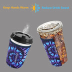 Reusable Neoprene Insulator Sleeve for Iced Coffee & Cold Soda, Coffee Sleeves for Iced & Hot Drinks, Cold Beverage Cooler Compatible with Starbucks, Dunkin (Tie dye World, Small: 16-18oz)