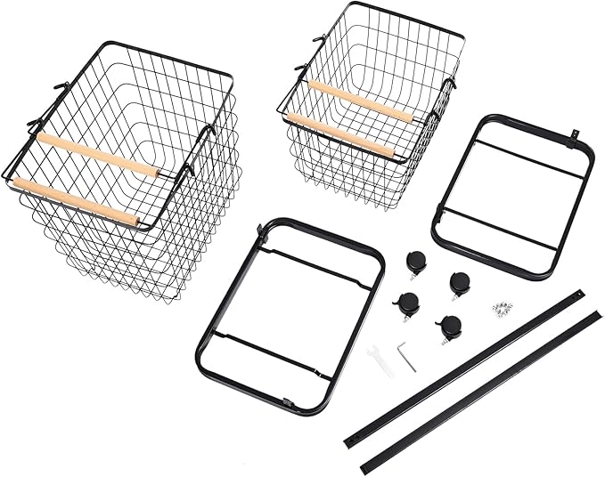 2 Tier Laundry Sorter,Metal Laundry Basket With Wheels,Vertical Rolling Laundry Cart for Bathroom Storage & Laundry Room