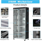 Waterproof and Dustproof Shelf Cover for Storage Shelving and Wire Rack, Fits Racks 30" L x 14" D x 62" H, Clear Front Cover with Zipper Design (Black, No Shelves)